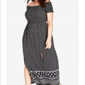 City chic smoked off the shoulder maxi dress